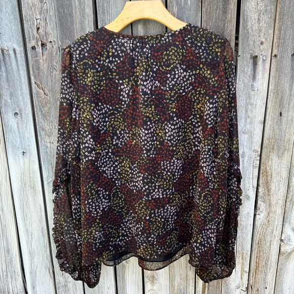 Joie Baltasar Silk Floral Print Blouse Top Midnight Black L - Picture 10 of 16